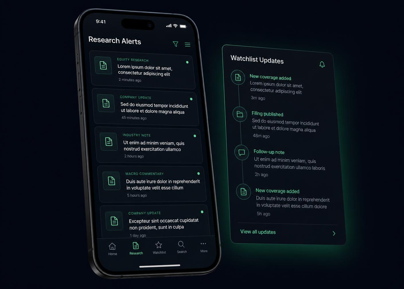 Phone alert feed showing low-float stock updates and watchlist changes